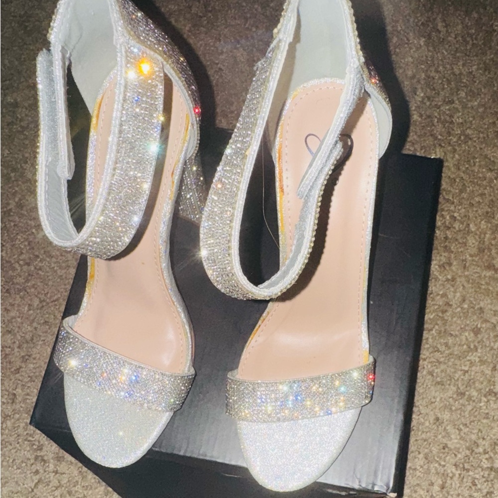 Elegant Silver Glitter Heels